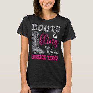 Cowgirl Boots Bling Women Niedliche Liebe Country  T-Shirt