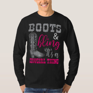Cowgirl Boots Bling Women Niedliche Liebe Country  T-Shirt