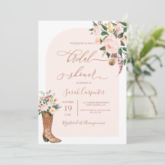 Cowgirl Boots Brautparty Einladung (Stehend Vorderseite)