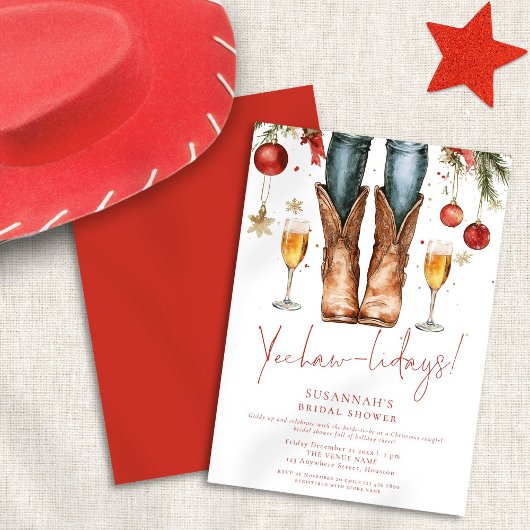 Cowgirl Boots Bubbly Christmas Brautparty Einladung