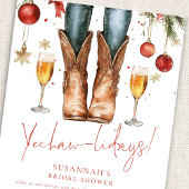 Cowgirl Boots Bubbly Christmas Brautparty Einladung