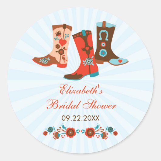 Cowgirl Boots Favor Sticker (Vorderseite)