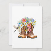 Cowgirl Boots Floral Dragonfly Brautparty Einladung (Rückseite)