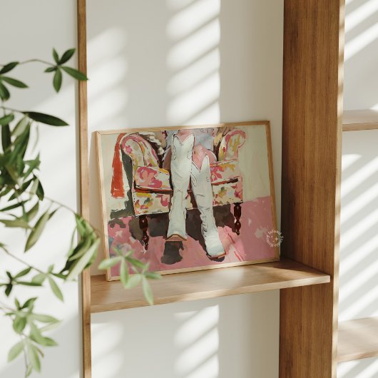 Cowgirl Boots Painting Retro Vintag Glossy Poster