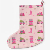 Cowgirl Boots Pink Christmas Camper Moderne Großer Weihnachtsstrumpf (Rückseite)