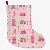 Cowgirl Boots Pink Christmas Camper Moderne Großer Weihnachtsstrumpf (Vorderseite)