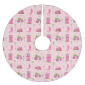 Cowgirl Boots Pink Christmas Camper Moderne Polyester Weihnachtsbaumdecke (Vorderseite)