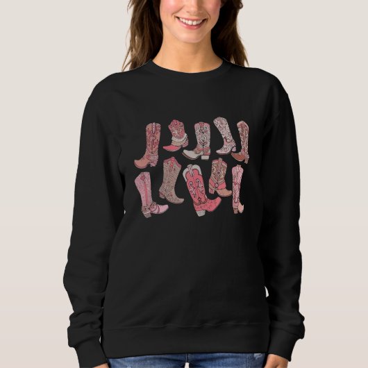 Cowgirl Boots Pink  Country Bride Boots Booze Sweatshirt (Vorderseite)