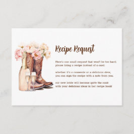 Cowgirl Boots Rustic Brautparty RECIPE ANFRAGE Begleitkarte