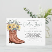 Cowgirl Boots Sonnenblume Eukalyptus Couple Dusche Einladung (Stehend Vorderseite)