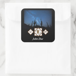 Cowgirl Boots und Cowboy Hat Monogram Foto Quadratischer Aufkleber