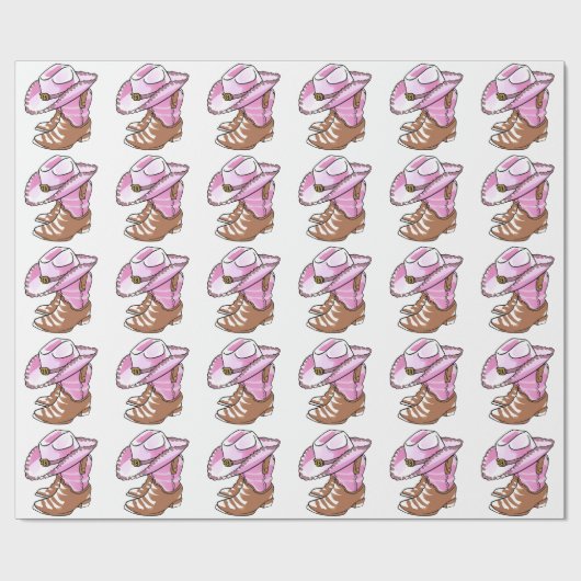 Cowgirl Boots und Hat Geschenkpapier (Flach)