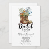 Cowgirl Boots Wildblumen Brautparty Einladung (Vorne/Hinten)