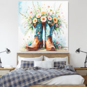 Cowgirl Bouquet Canvas Print | Wall Art Leinwanddruck (Insitu (Schlafzimmer))