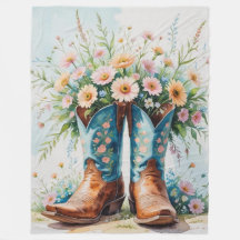 Cowgirl Bouquet Fleece Blanket | Western Zuhause