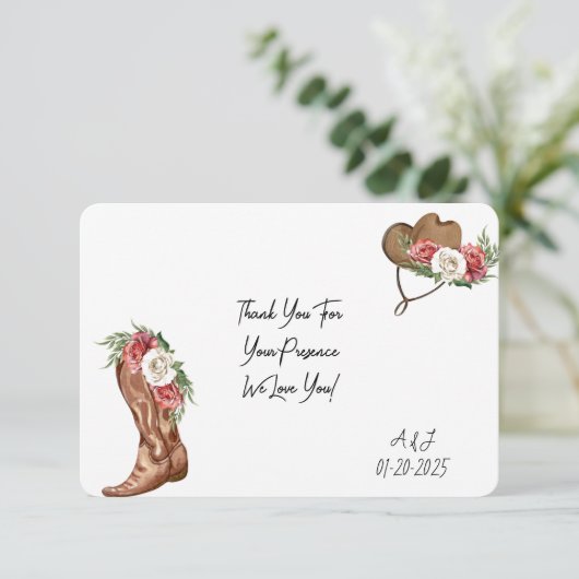 COWGIRL BRAUTPARTY DANKEN SIE KARTE (Stehend Vorderseite)