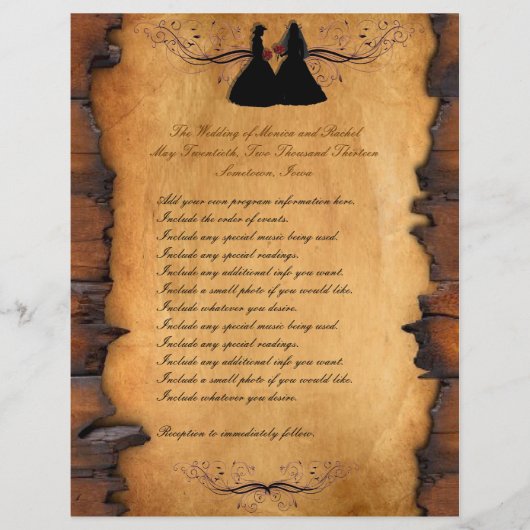 Cowgirl Brides Custom Lesbian Hochzeitsprogramme (Vorderseite)