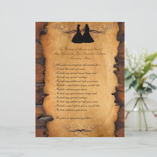 Cowgirl Brides Custom Lesbian Hochzeitsprogramme (Stehend Vorderseite)