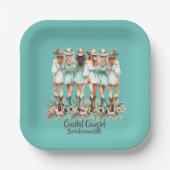 Cowgirl Bridesmaids an der Küste, 7 Zoll, Platz Pappteller (Vorderseite)