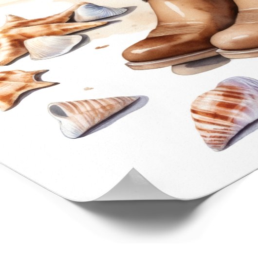 Cowgirl Brown Boots am Sandstrand von Ocean Beach Poster (Ecke)