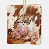 Cowgirl Brown Cowhide Western Cowboy Boots Keramikornament (Links)