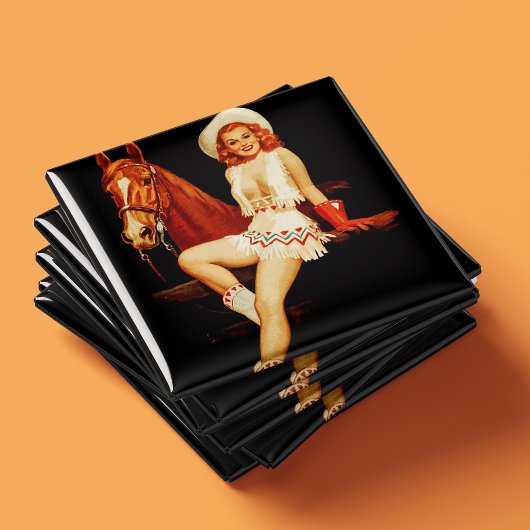 Cowgirl-Button Magnet