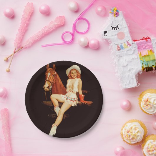 Cowgirl-Button Pappteller (Party)
