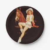 Cowgirl-Button Pappteller (Vorderseite)