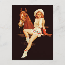 Cowgirl-Button Postkarte