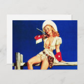 Cowgirl-Button Postkarte (Vorne/Hinten)