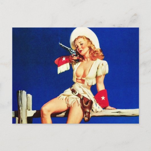 Cowgirl-Button Postkarte (Vorderseite)