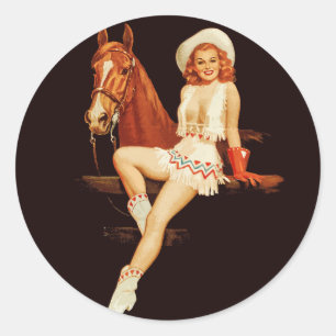 Cowgirl-Button Runder Aufkleber