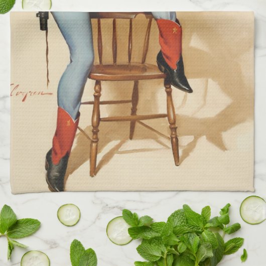 Cowgirl Button-up Girl Geschirrtuch (Gefaltet)