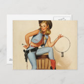 Cowgirl Button-up Girl Postkarte (Vorne/Hinten)