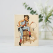 Cowgirl Button-up Girl Postkarte (Stehend Vorderseite)