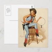 Cowgirl Button-up Girl Postkarte (Vorne/Hinten)