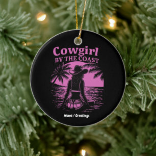 Cowgirl By The Coast Style Western Strand Frauen Keramik Ornament