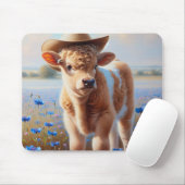 Cowgirl Calf in Weide mit Kornblumen Mousepad (Mit Mouse)