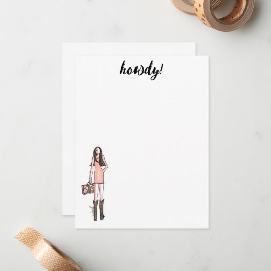 Cowgirl-Cards zur Illustration Mitteilungskarte (Vorderseite/Rückseite Beispiel)