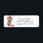 Cowgirl Christmas Boot Return Address Label<br><div class="desc">Cowgirl Weihnachtsanschrift</div>