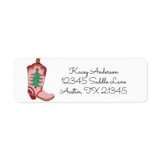 Cowgirl Christmas Boot Return Address Label (Vorne)
