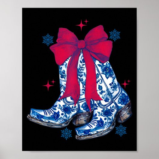 Cowgirl Christmas Funny Coquette Bow Boots Gift Me Poster (Vorne)