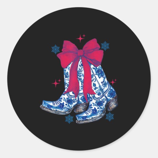 Cowgirl Christmas Funny Coquette Bow Boots Gift Me Runder Aufkleber (Vorderseite)