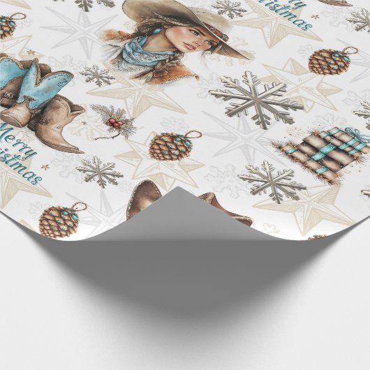 Cowgirl Christmas Geschenkpapier (Ecke)