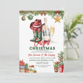 Cowgirl Christmas Party Western Holiday Boots Einladung (Stehend Vorderseite)