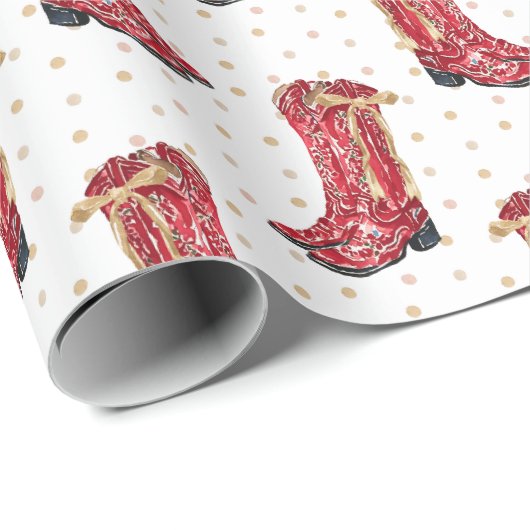 Cowgirl Christmas Watercolor Geschenkpapier (Rolleneckpunkt)