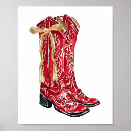 Cowgirl Christmas Watercolor Poster