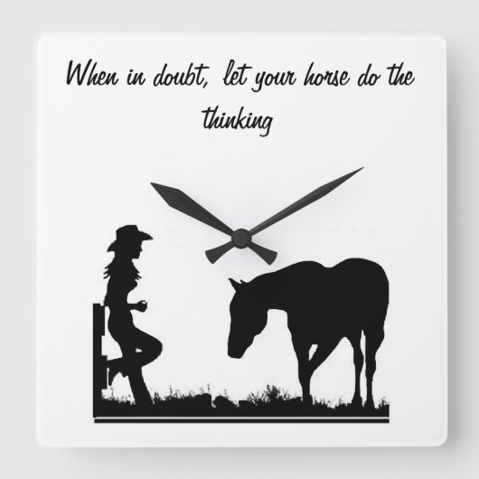 Cowgirl clock quadratische wanduhr (Vorderseite)