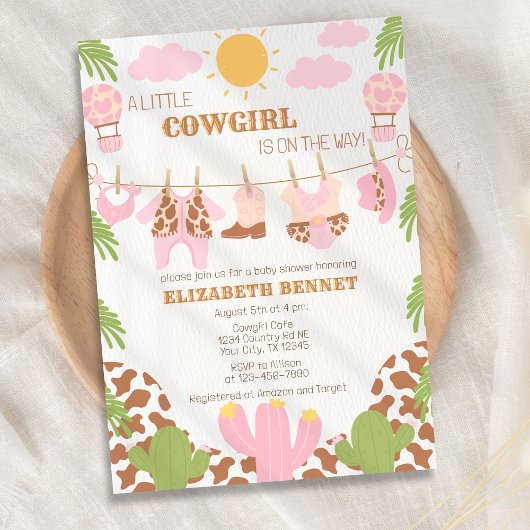 Cowgirl Clothesline Western Rodeo Girl Babydusche Einladung