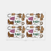 Cowgirl Collage Cosy Blanket - Western, Rosa und Fleecedecke (Vorderseite (Horizontal))